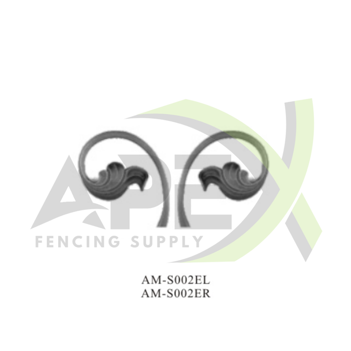 Smooth Flat Bar Scroll w/leaves 16x8 100x150