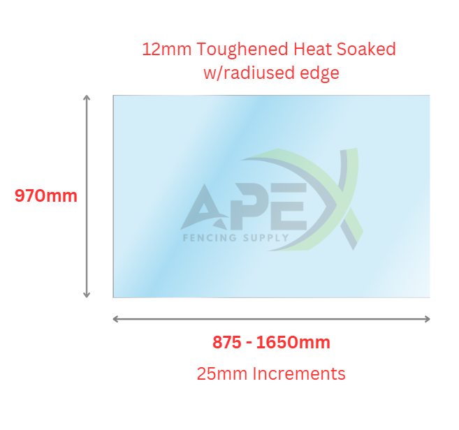Heat Soaked Balustrade Glass W=875-1650mm