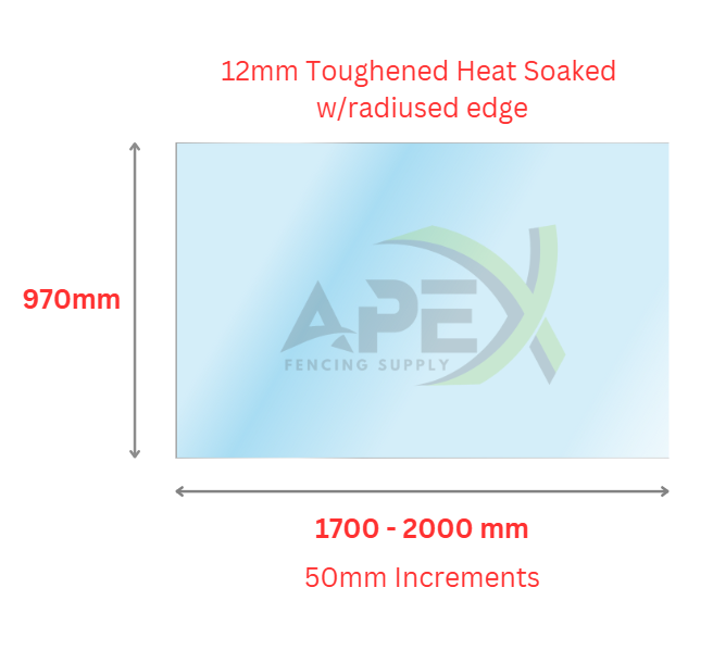 Heat Soaked Balustrade Glass W=1700-2000mm