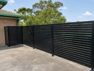 Black Slat Fence Privacy Screen